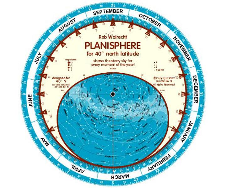 Teleskop-Express: Planisphere rotatable star map for 40° N-PlaniN40